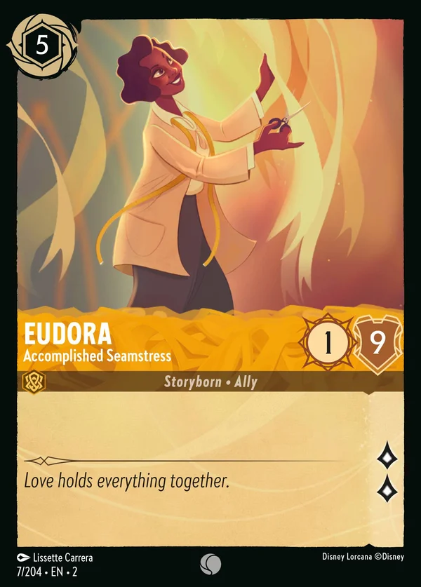 Eudora - Accomplished Seamstress — Disney Lorcana Character card from Rise of the Floodborn
