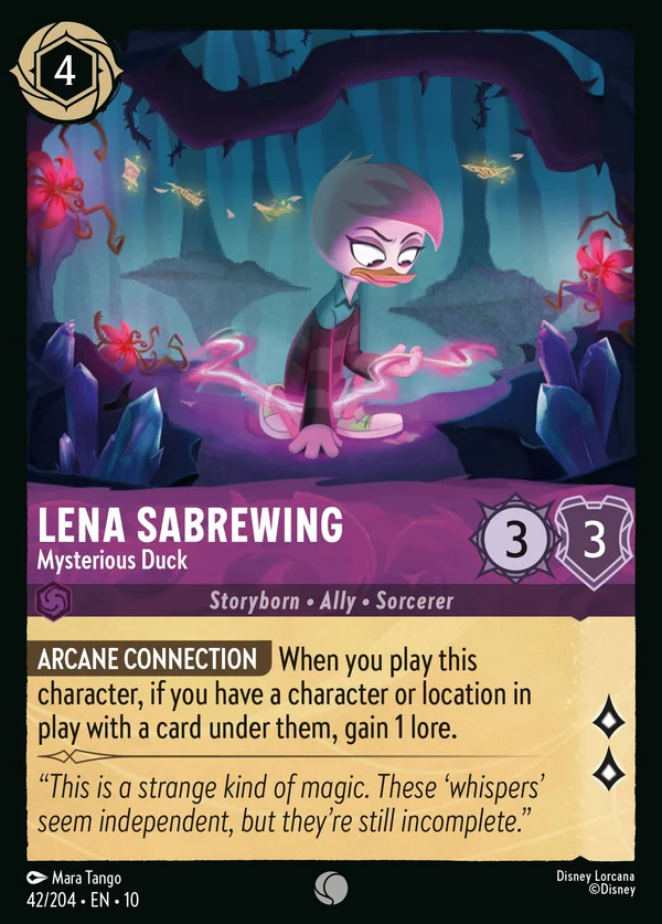 Lena Sabrewing - Mysterious Duck — Disney Lorcana Character card from Whispers in the Well
