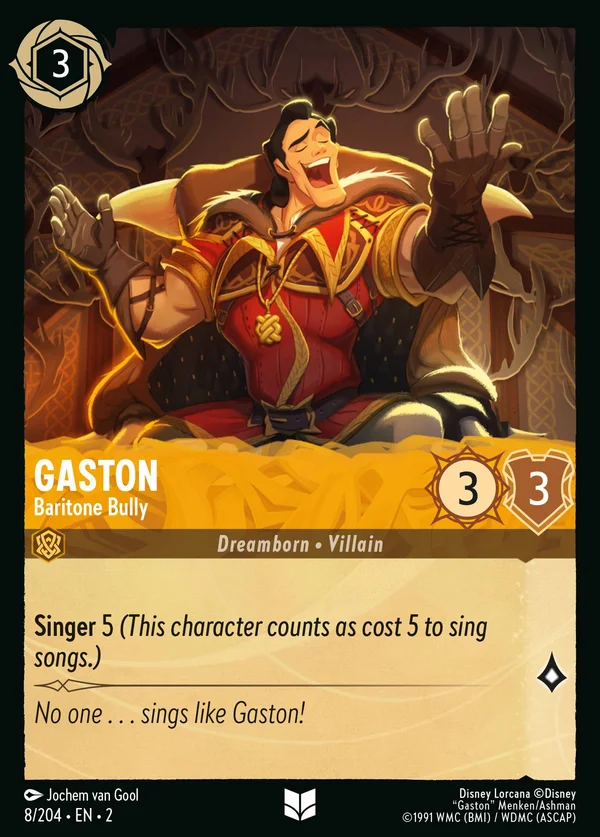 Gaston - Baritone Bully — Disney Lorcana Character card from Rise of the Floodborn