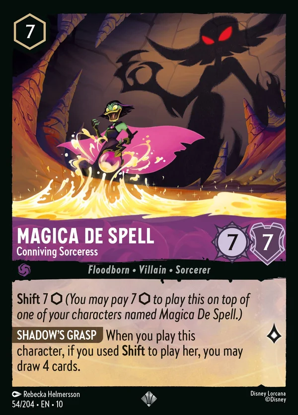 Magica De Spell - Conniving Sorceress — Disney Lorcana Character card from Whispers in the Well