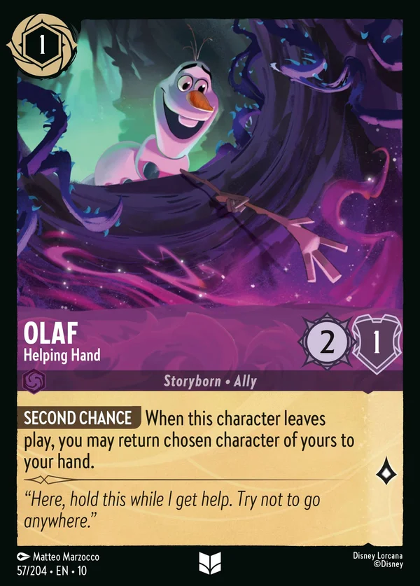 Olaf - Helping Hand — Disney Lorcana Character card from Whispers in the Well
