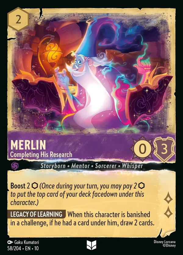 Merlin - Completing His Research — Disney Lorcana Character card from Whispers in the Well