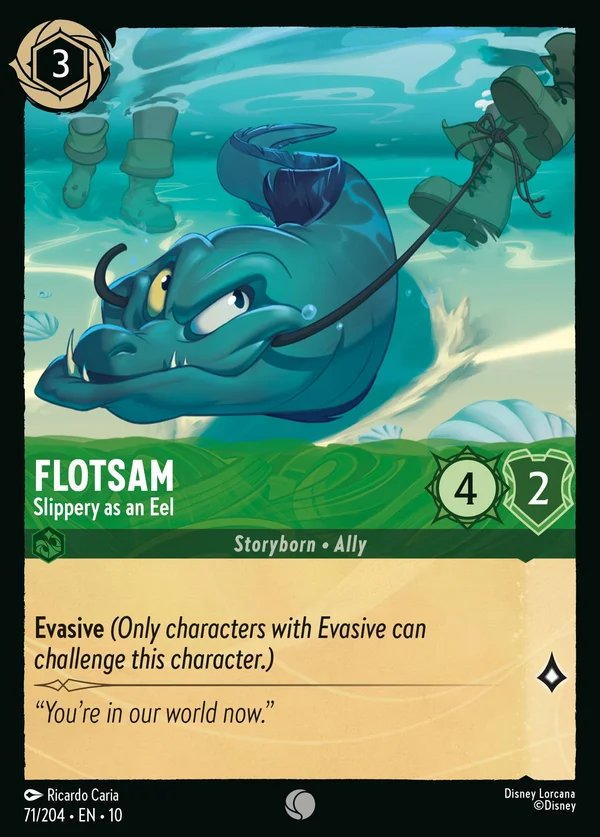 Flotsam - Slippery as an Eel — Disney Lorcana Character card from Whispers in the Well