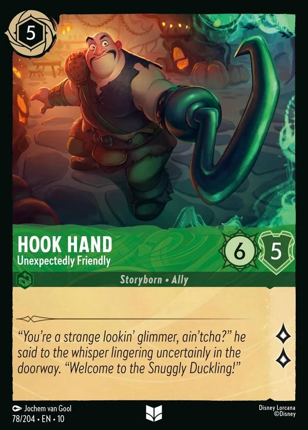 Hook Hand - Unexpectedly Friendly — Disney Lorcana Character card from Whispers in the Well