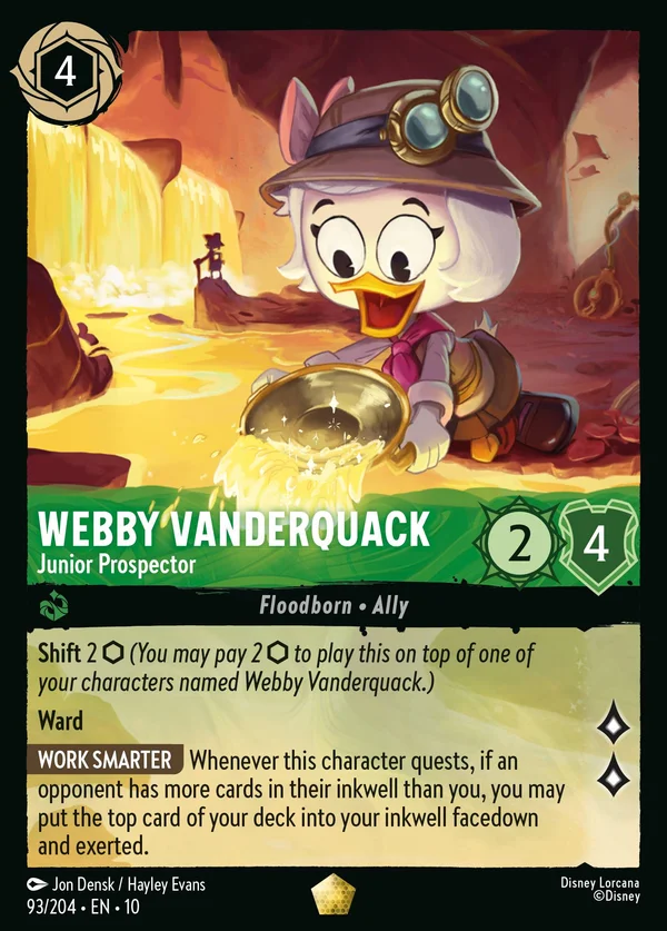 Webby Vanderquack - Junior Prospector — Disney Lorcana Character card from Whispers in the Well