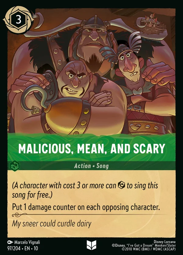 Malicious, Mean, and Scary — Disney Lorcana Action card from Whispers in the Well