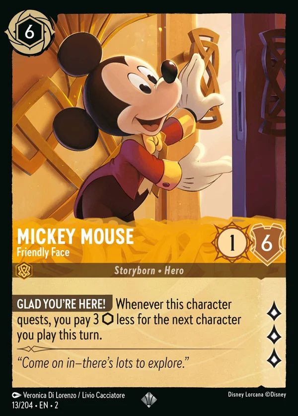 Mickey Mouse - Friendly Face — Disney Lorcana Character card from Rise of the Floodborn