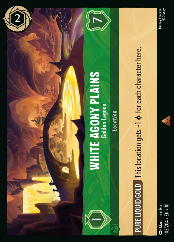 White Agony Plains - Golden Lagoon — Disney Lorcana Location card from Whispers in the Well