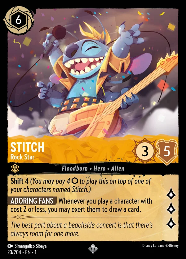 Stitch - Rock Star — Disney Lorcana Character card from The First Chapter