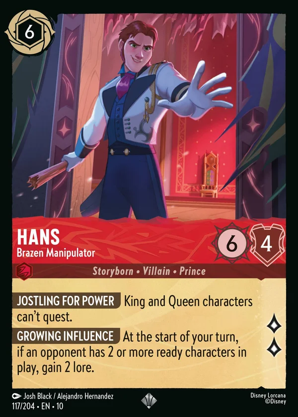 Hans - Brazen Manipulator — Disney Lorcana Character card from Whispers in the Well