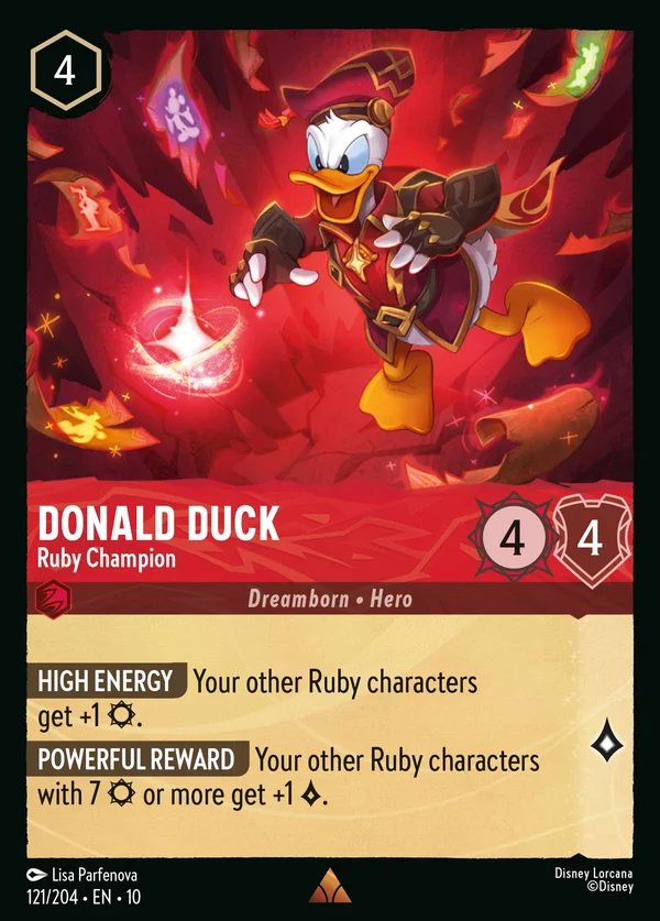 Donald Duck - Ruby Champion — Disney Lorcana Character card from Whispers in the Well