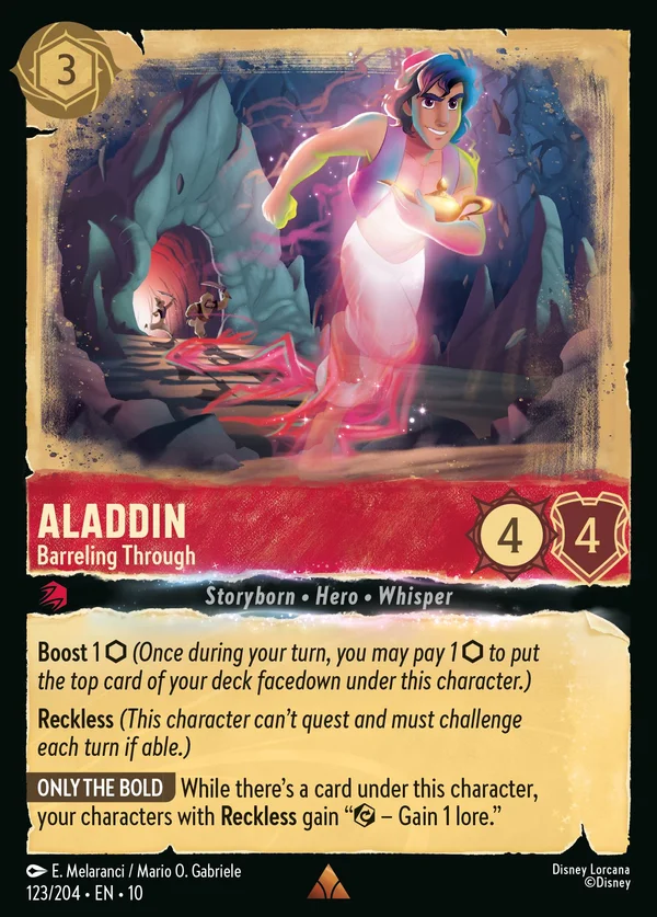 Aladdin - Barreling Through — Disney Lorcana Character card from Whispers in the Well