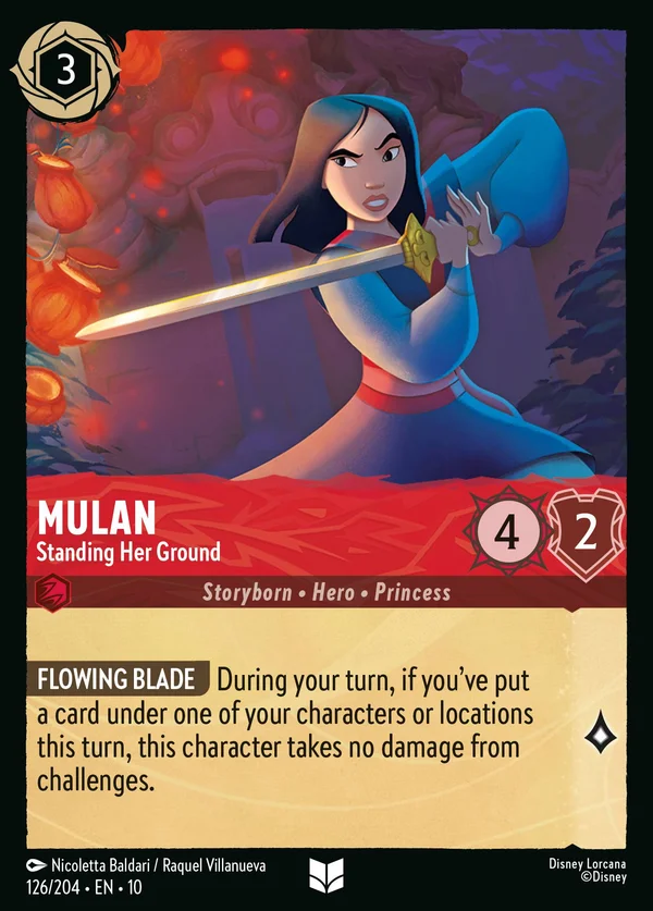 Mulan - Standing Her Ground — Disney Lorcana Character card from Whispers in the Well