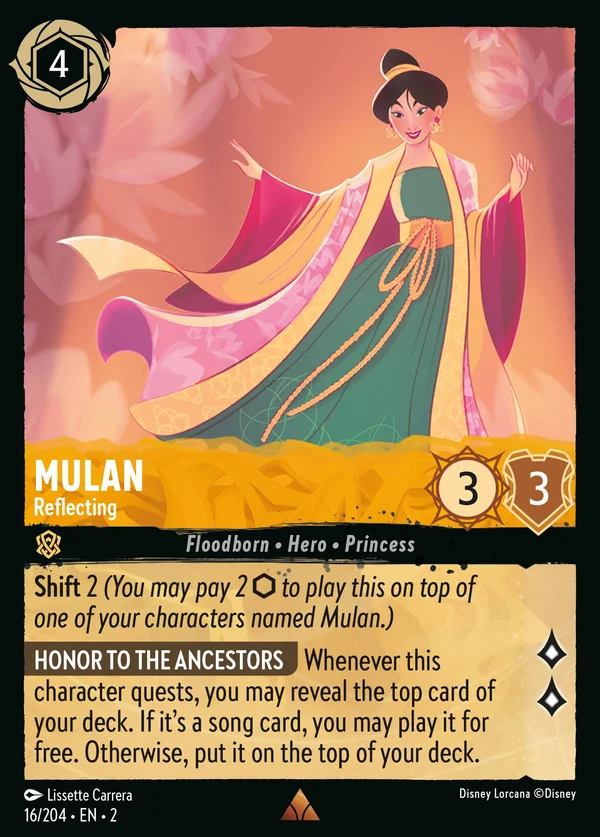 Mulan - Reflecting — Disney Lorcana Character card from Rise of the Floodborn