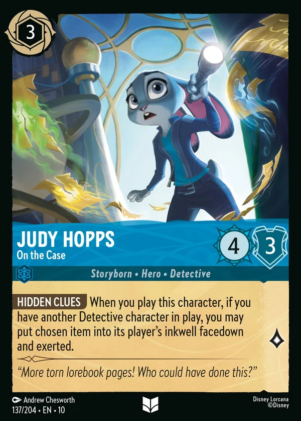 Judy Hopps - On the Case — Disney Lorcana Character card from Whispers in the Well
