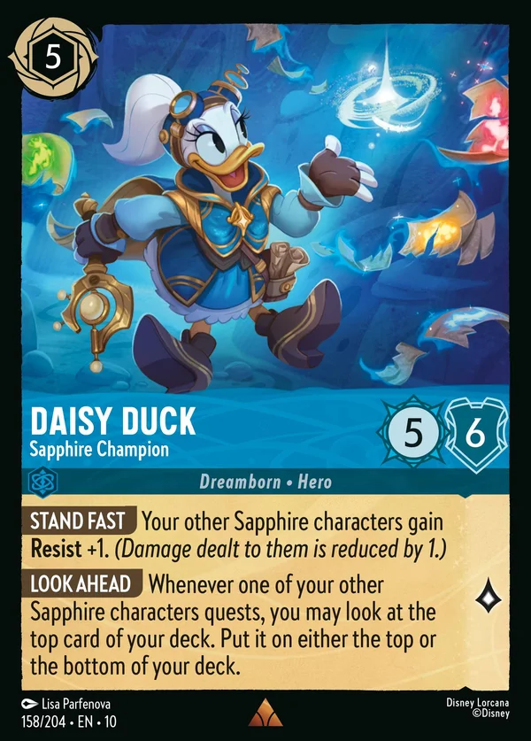 Daisy Duck - Sapphire Champion — Disney Lorcana Character card from Whispers in the Well
