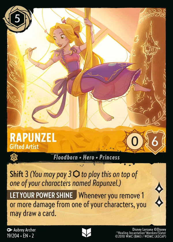 Rapunzel - Gifted Artist — Disney Lorcana Character card from Rise of the Floodborn