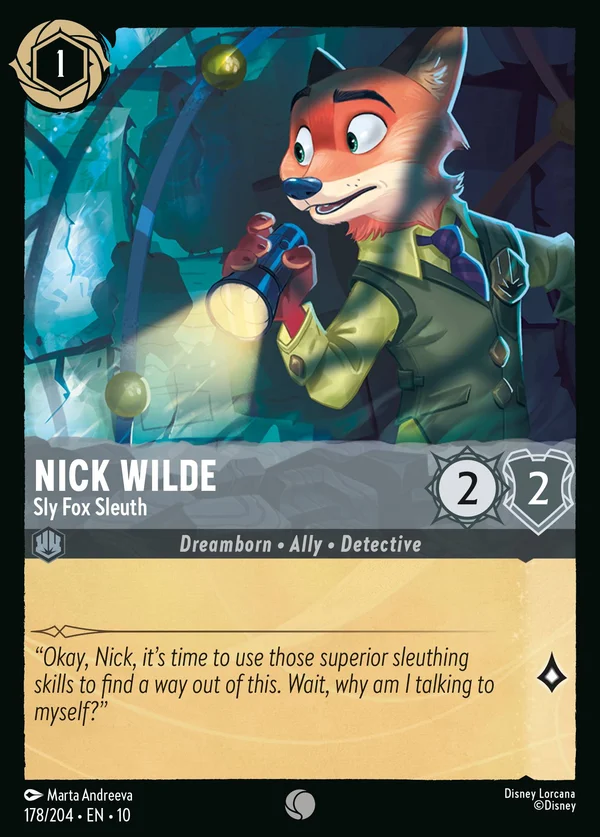 Nick Wilde - Sly Fox Sleuth — Disney Lorcana Character card from Whispers in the Well