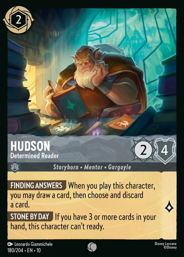 Hudson - Determined Reader — Disney Lorcana Character card from Whispers in the Well