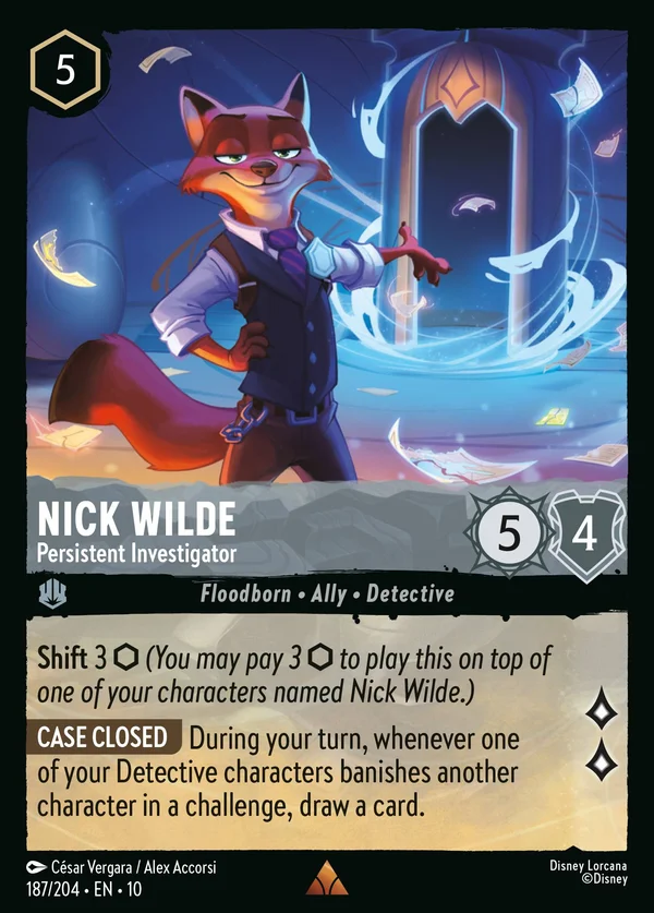 Nick Wilde - Persistent Investigator — Disney Lorcana Character card from Whispers in the Well