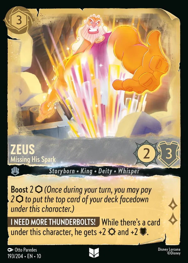 Zeus - Missing His Spark — Disney Lorcana Character card from Whispers in the Well