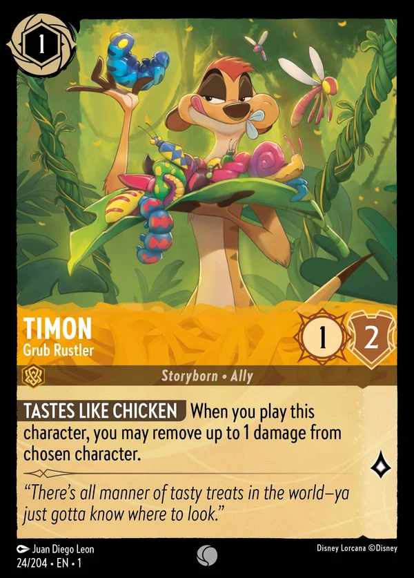 Timon - Grub Rustler — Disney Lorcana Character card from The First Chapter