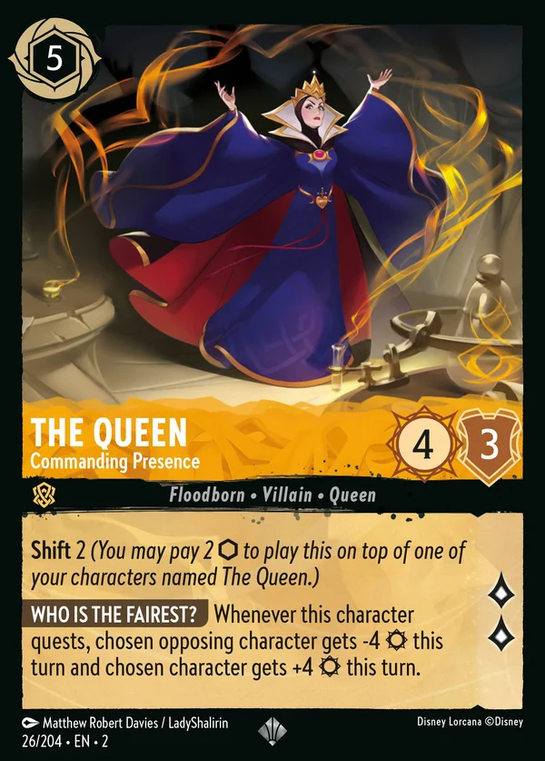 The Queen - Commanding Presence — Disney Lorcana Character card from Rise of the Floodborn