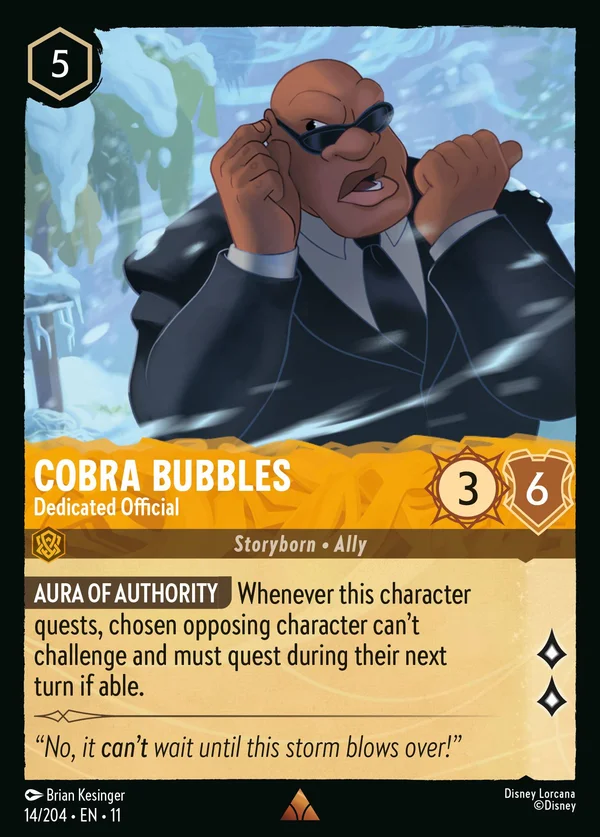 Cobra Bubbles - Dedicated Official — Disney Lorcana Character card from Winterspell