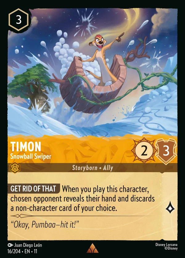 Timon - Snowball Swiper — Disney Lorcana Character card from Winterspell
