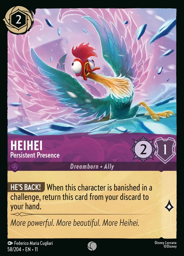 HeiHei - Persistent Presence — Disney Lorcana Character card from Winterspell