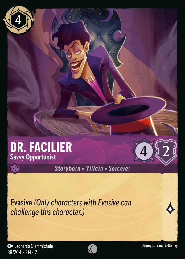 Dr. Facilier - Savvy Opportunist — Disney Lorcana Character card from Rise of the Floodborn