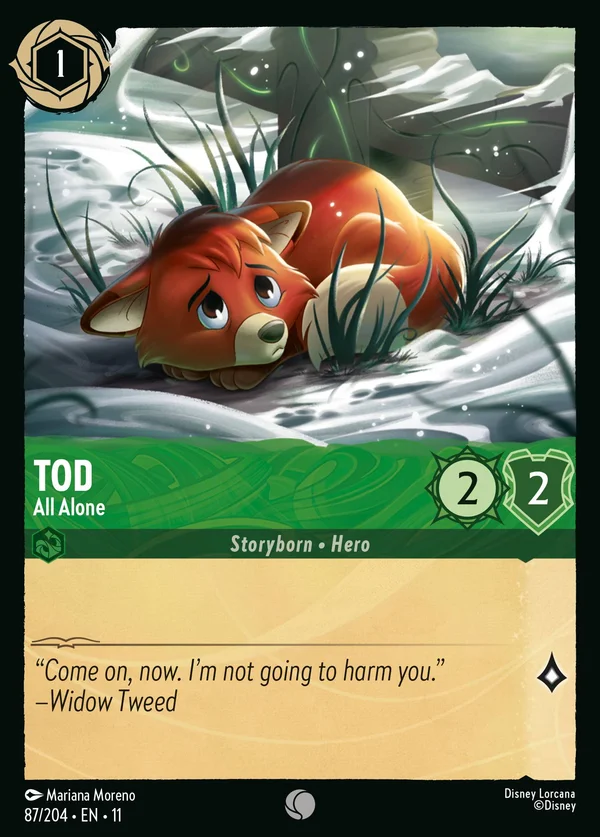 Tod - All Alone — Disney Lorcana Character card from Winterspell