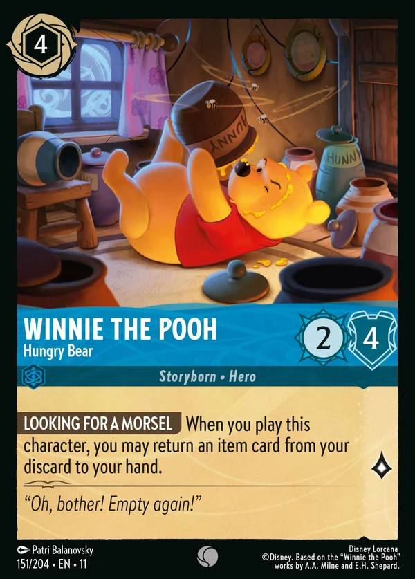 Winnie the Pooh - Hungry Bear — Disney Lorcana Character card from Winterspell
