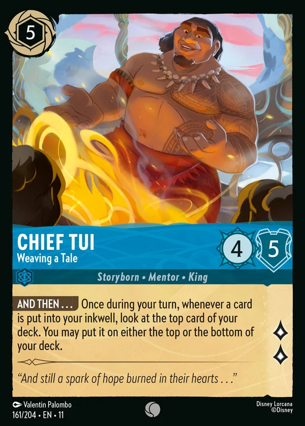 Chief Tui - Weaving a Tale — Disney Lorcana Character card from Winterspell
