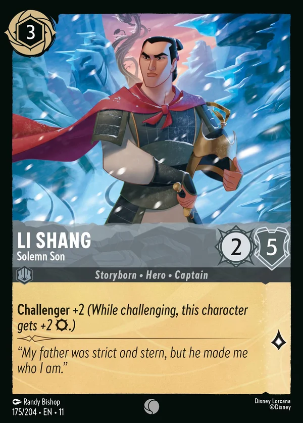 Li Shang - Solemn Son — Disney Lorcana Character card from Winterspell