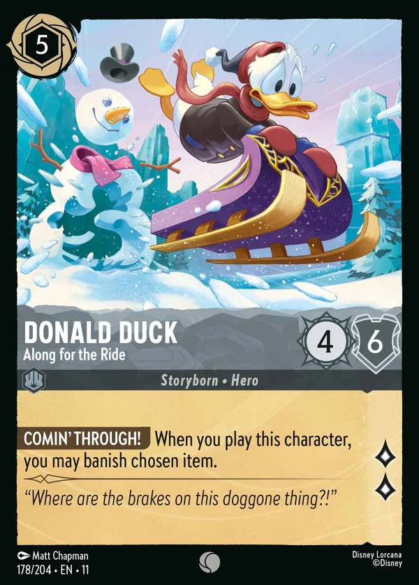 Donald Duck - Along for the Ride — Disney Lorcana Character card from Winterspell