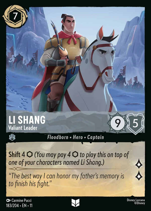 Li Shang - Valiant Leader — Disney Lorcana Character card from Winterspell