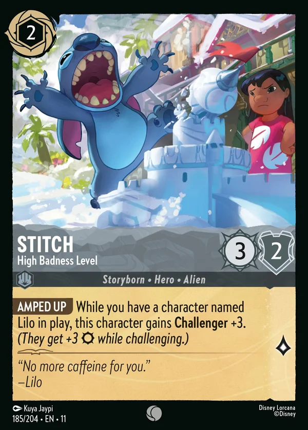 Stitch - High Badness Level — Disney Lorcana Character card from Winterspell