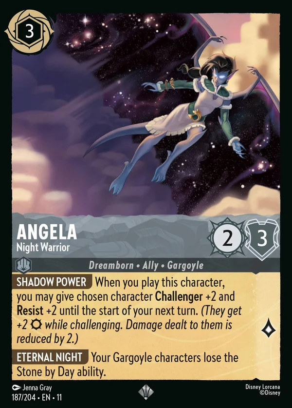 Angela - Night Warrior — Disney Lorcana Character card from Winterspell