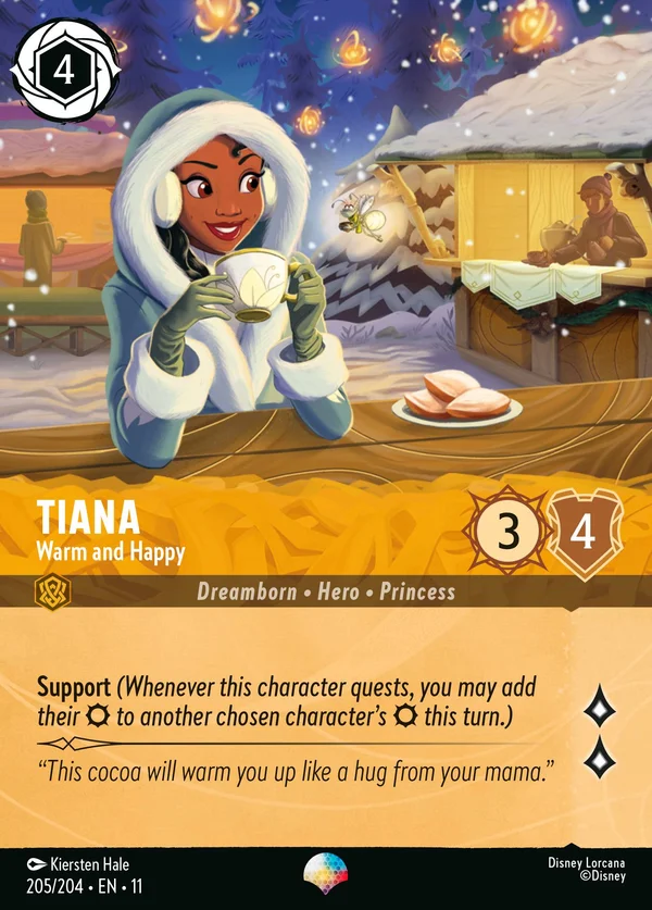 Tiana - Warm and Happy — Disney Lorcana Character card from Winterspell