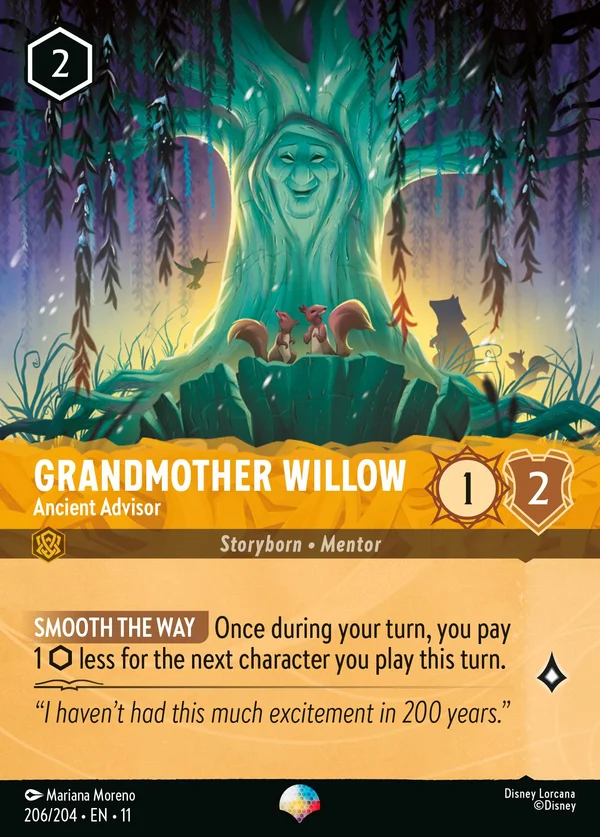 Grandmother Willow - Ancient Advisor — Disney Lorcana Character card from Winterspell