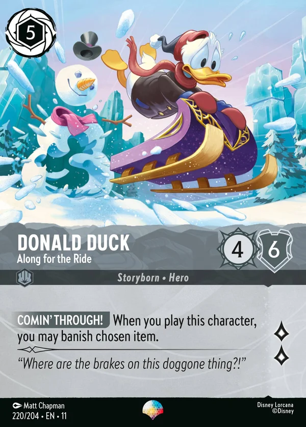 Donald Duck - Along for the Ride — Disney Lorcana Character card from Winterspell