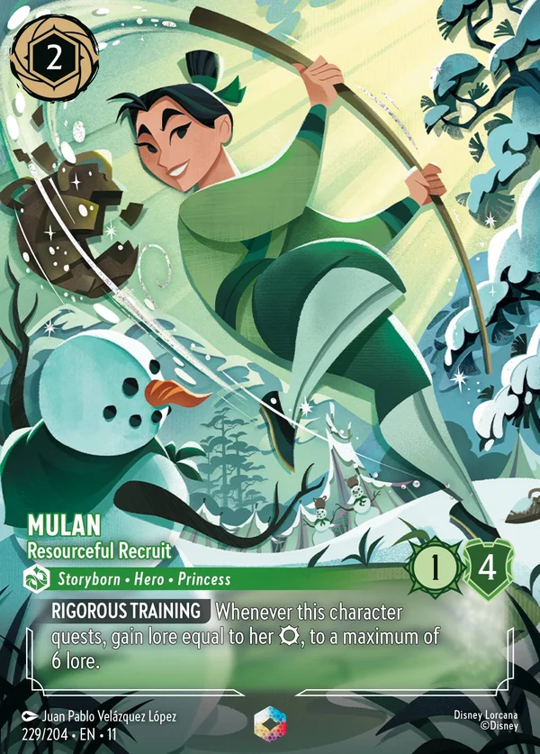 Mulan - Resourceful Recruit — Disney Lorcana Character card from Winterspell