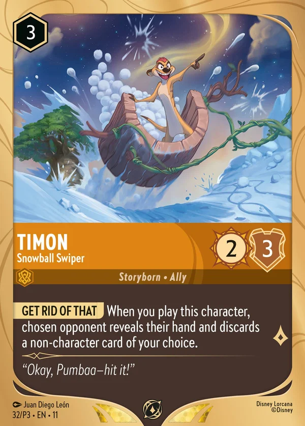 Timon - Snowball Swiper — Disney Lorcana Character card from Winterspell