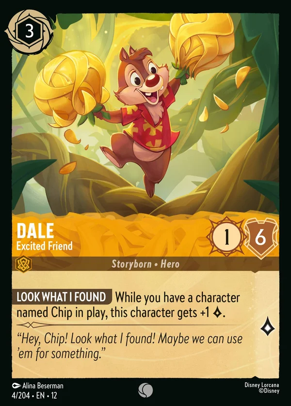Dale - Excited Friend — Disney Lorcana Character card from Wilds Unknown