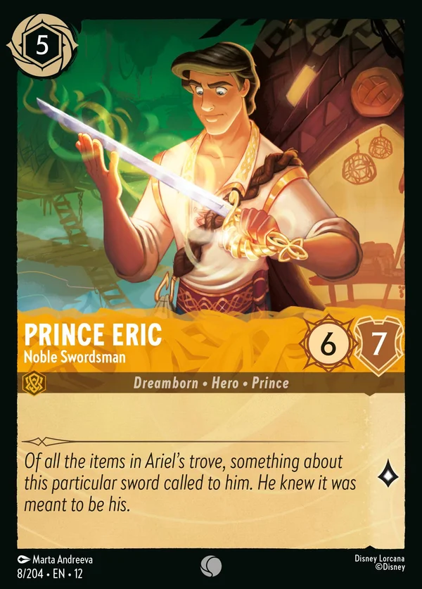 Prince Eric - Noble Swordsman — Disney Lorcana Character card from Wilds Unknown