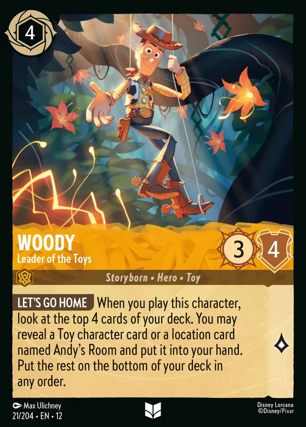 Woody - Leader of the Toys — Disney Lorcana Character card from Wilds Unknown
