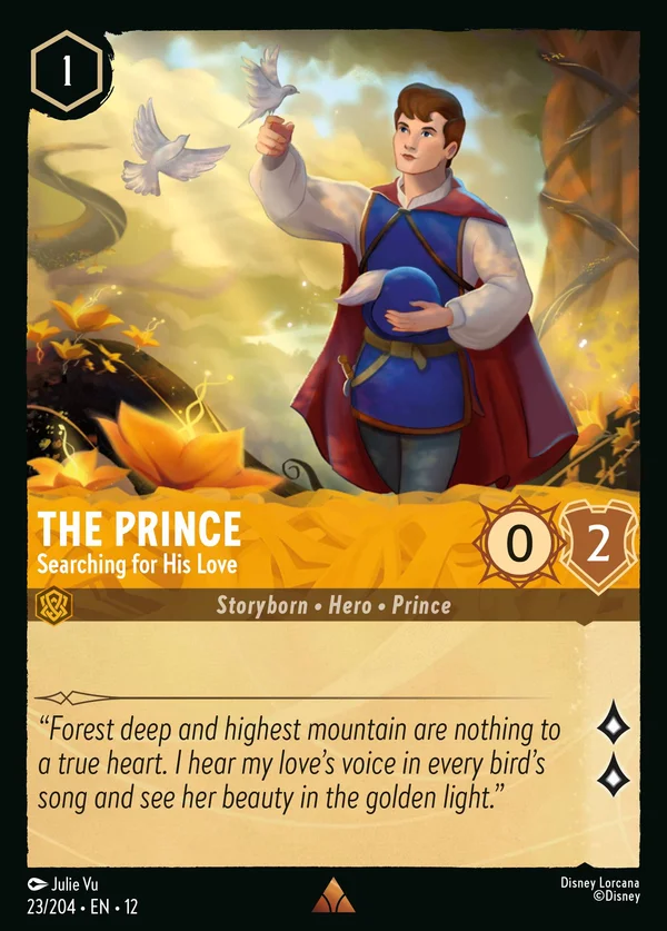 The Prince - Searching for His Love — Disney Lorcana Character card from Wilds Unknown