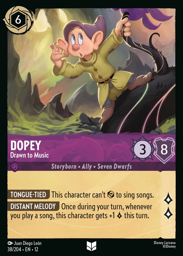 Dopey - Drawn to Music — Disney Lorcana Character card from Wilds Unknown