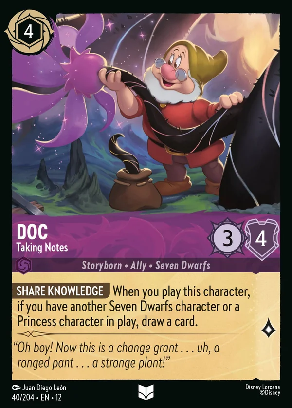 Doc - Taking Notes — Disney Lorcana Character card from Wilds Unknown